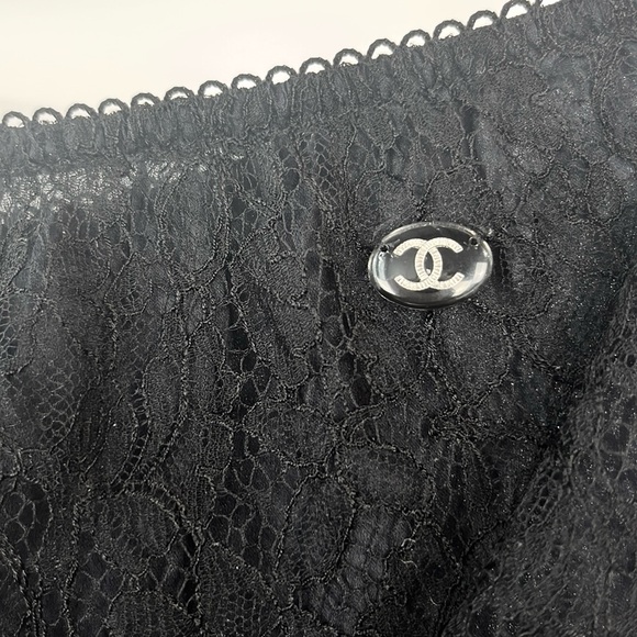 Chanel 17/SS Runway Black Lace Striped Midi Skirt - Picture 5 of 11